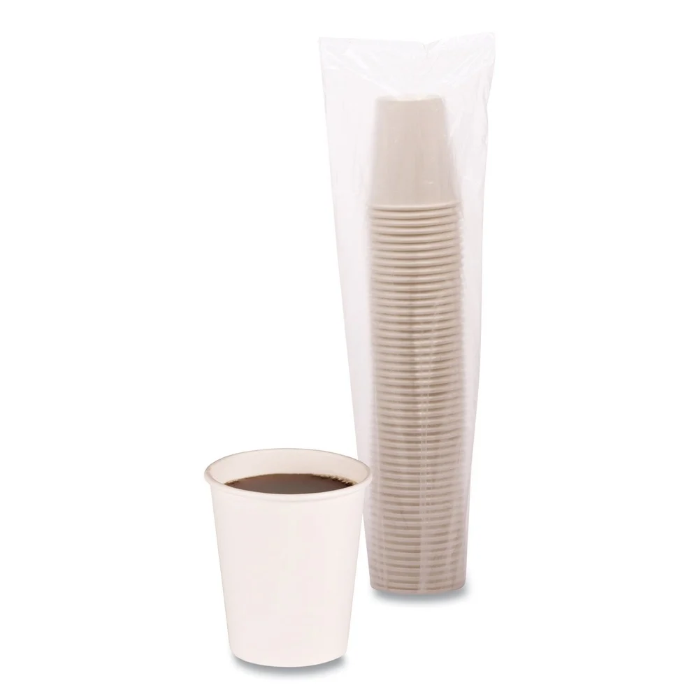 Boardwalk BWKWHT8HCUP 8 oz Paper Hot Cups - White (50/Sleeve, 20 Sleeves/Carton)