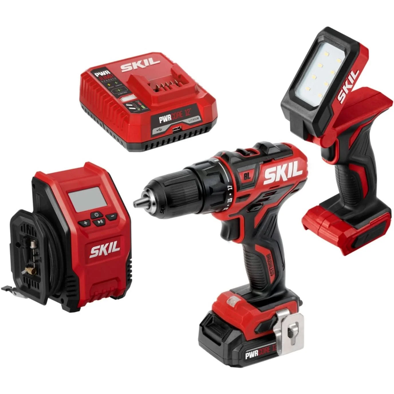SKIL CB7431-10 PWR CORE 12 Brushless 12V 3-Tool Combo Kit with PWR JUMP Charger