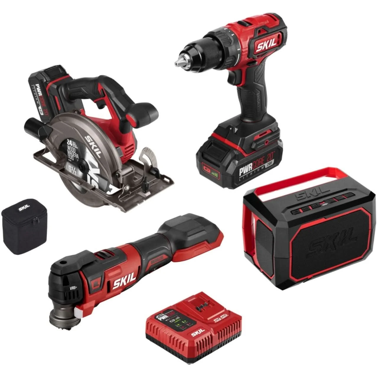SKIL CB7440-21 PWRCORE 20 Brushless 20V 4-Tool Combo Kit with PWR JUMP Charger