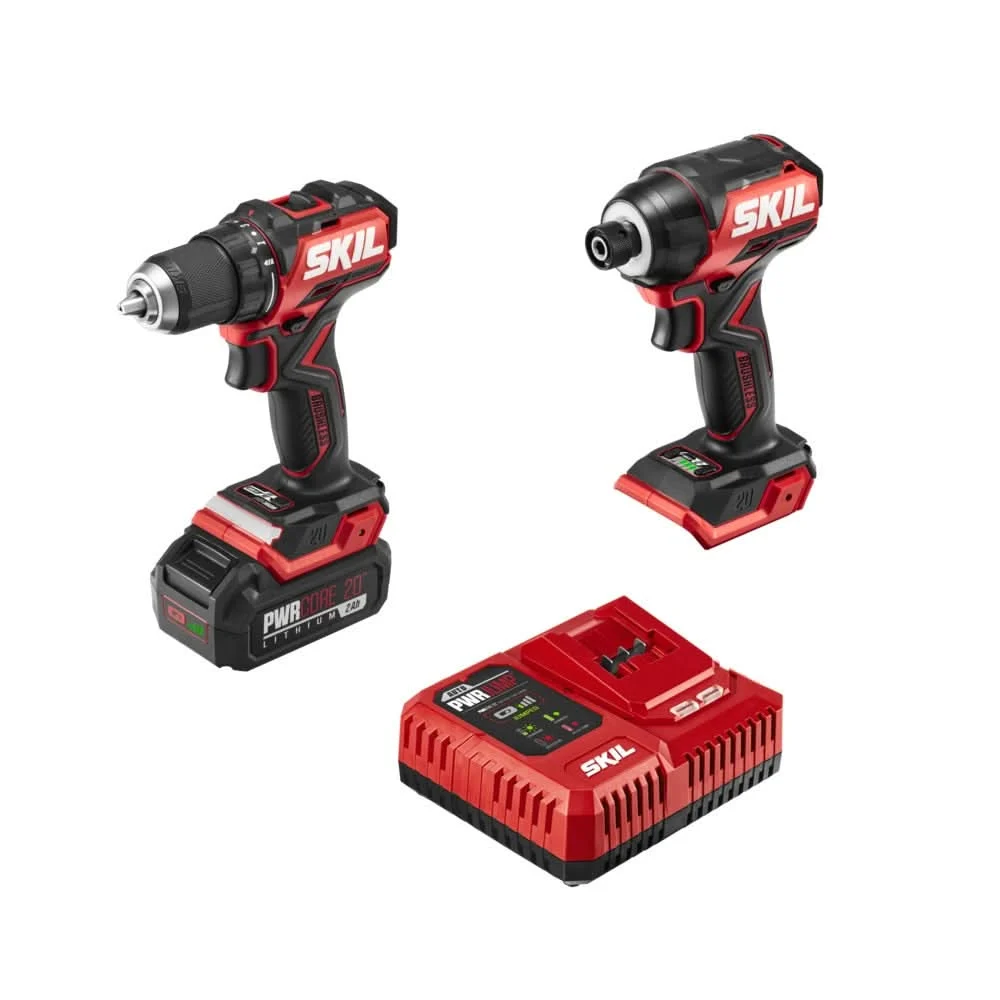 SKIL PWR CORE 20 Brushless 20V Compact Drill Driver and Impact Driver Kit