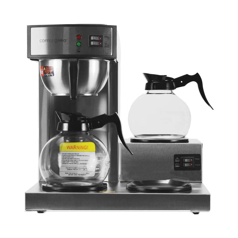 Coffee Pro 36 CUP Stainless Steel Three-Burner Low Profile Institutional Coffee Maker