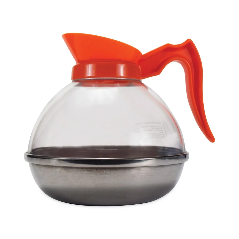 Coffee Pro 12-Cup Unbreakable Stainless Steel/Polycarbonate Decaffeinated Coffee Decanter - Orange