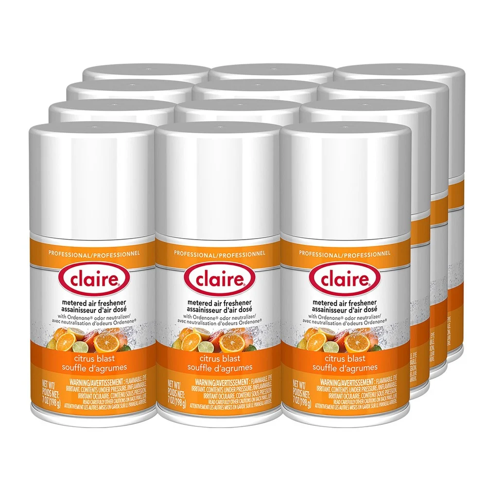 Claire 7 oz. Aerosol Spray Metered Air Freshener - Citrus Blast (12/Carton)