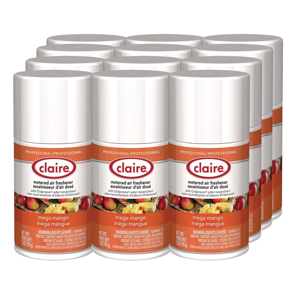 Claire 11 oz. Aerosol Spray Metered Air Freshener - Mango (12/Carton)