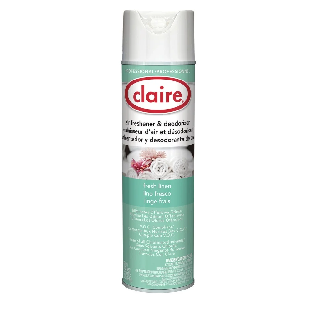 Claire 10 oz. Aerosol Spray Aerosol Air Freshener and Deodorizer - Fresh Linen (1/Carton)
