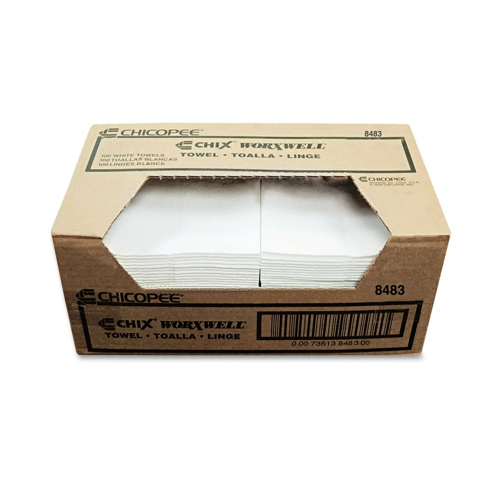 Chicopee 13 in. x 15 in. Flat Durawipe Shop Towels - White (300/Carton)