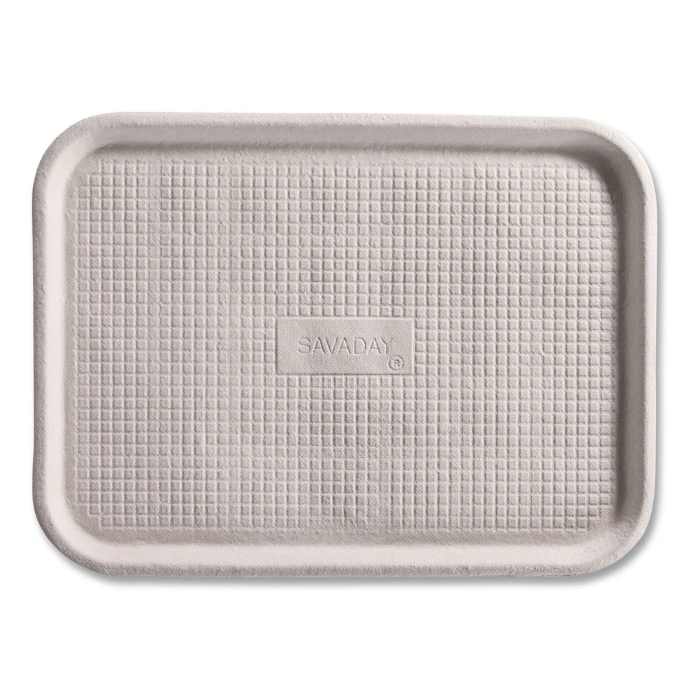 Chinet 20804 Savaday 14 in. x 18 in. Paper Molded Fiber Food Trays - White (100/Carton)