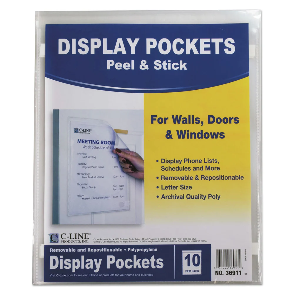 C-Line 8.5 in. x 11 in. Polypropylene Display Pockets (10/Pack)