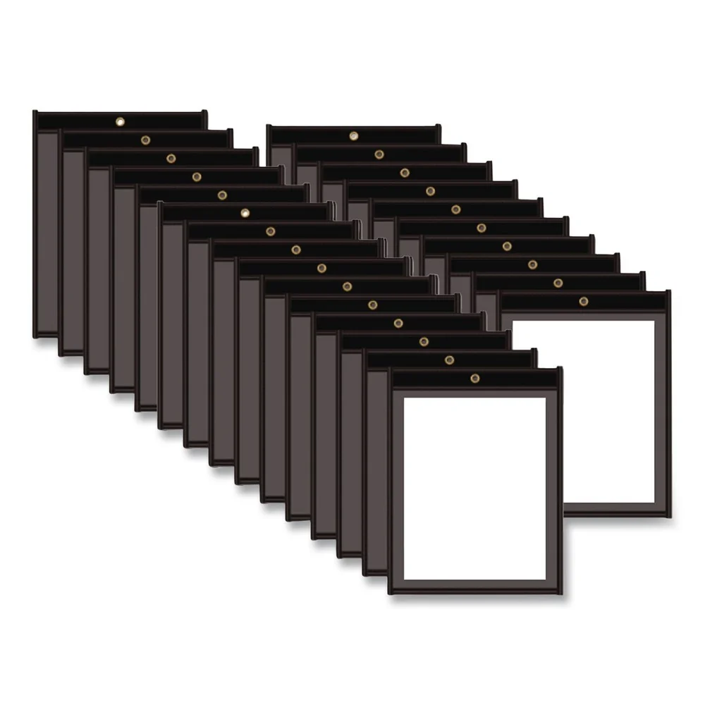 C-Line Super Heavy-Duty 8.5 in. x 11 in. Insert Stitched Shop Ticket Holders - Clear Front, Black Pressboard Back, Black Border (25/Box)