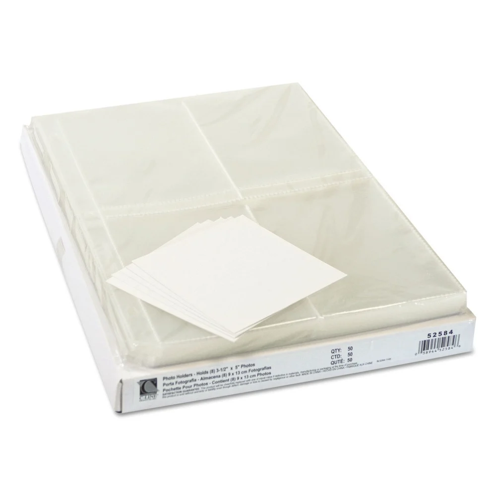 C-Line 3-Hole Punched Clear Photo Pages for (8) 3.5 in. x 5 in. Photos (50/Box)