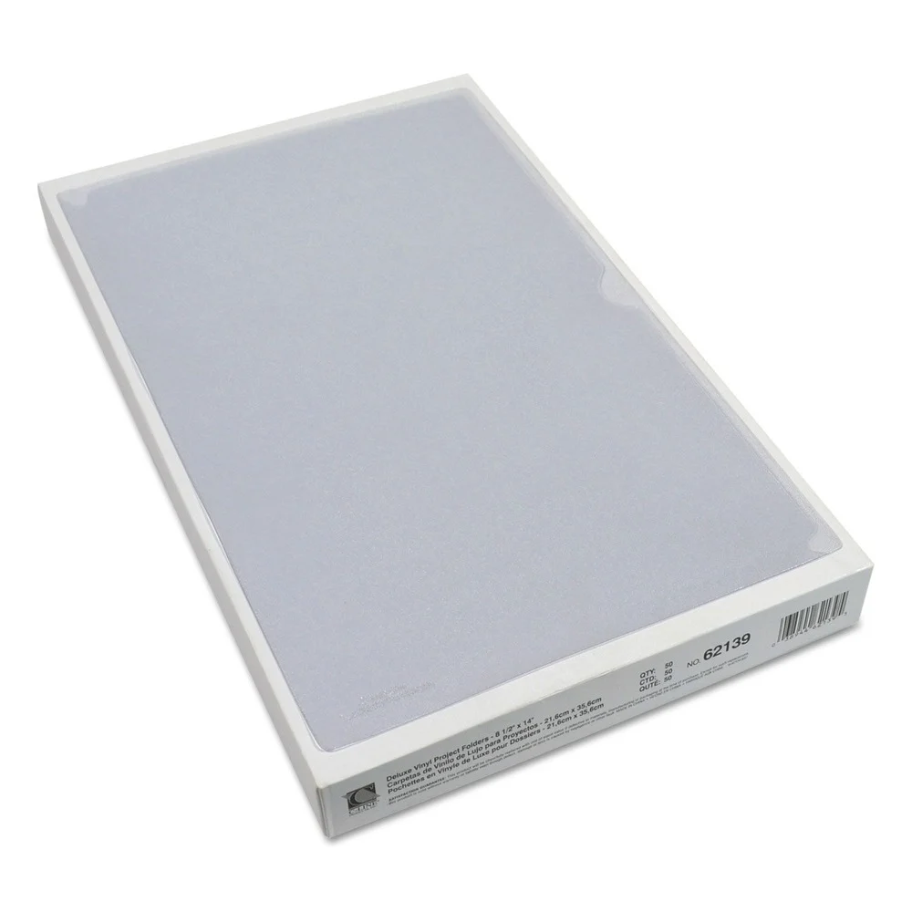 C-Line 62139 Legal Size Deluxe Vinyl Project Folders - Clear (50/Box)