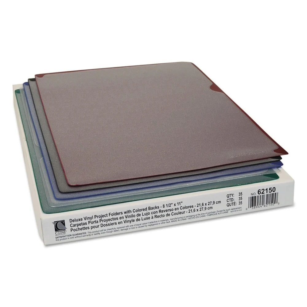 C-Line 62150 Letter Size Deluxe Vinyl Project Folders - Assorted Colors (35/Box)