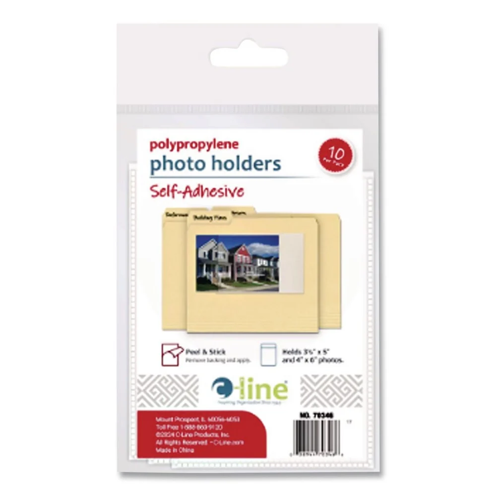 C-Line 4.38 in. x 6.5 in. Peel and Stick Photo Holders - Clear (10/Pack)