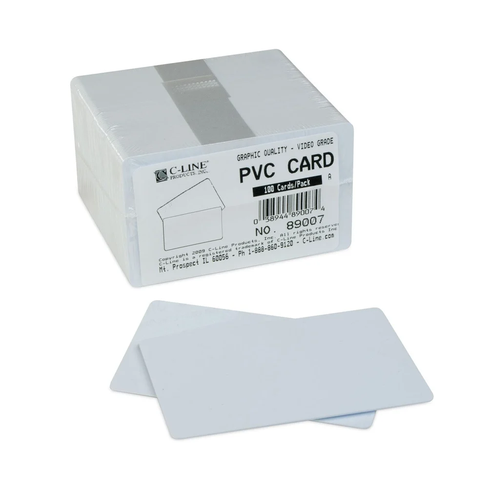 C-Line 3.38 in. x 2.13 in. PVC ID Badge Card - White (100/Pack)