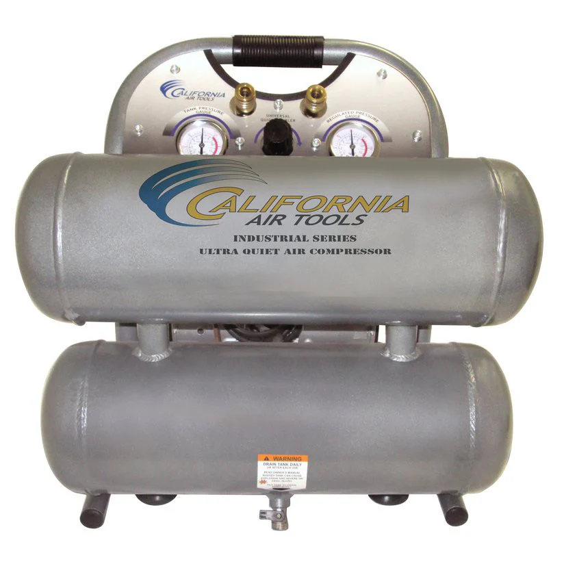 California Air Tools 4610ALFC 1 HP 4.6 Gallon Ultra Quiet and Oil-Free Aluminum Tank Twin Stack Air Compressor