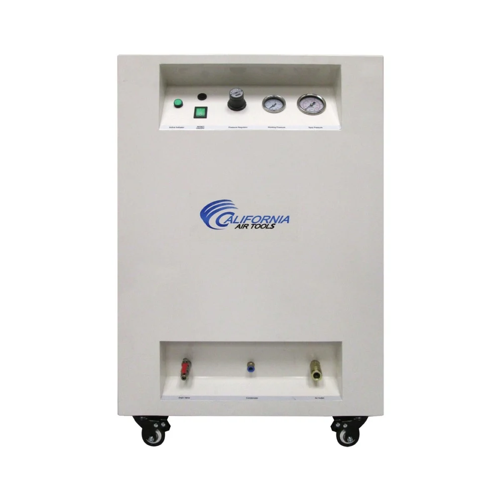 California Air Tools 1 HP 8 Gallon Ultra Quiet and Oil-Free Dolly Air Compressor with Sound Proof Cabinet, Air Dryer and Auto Drain