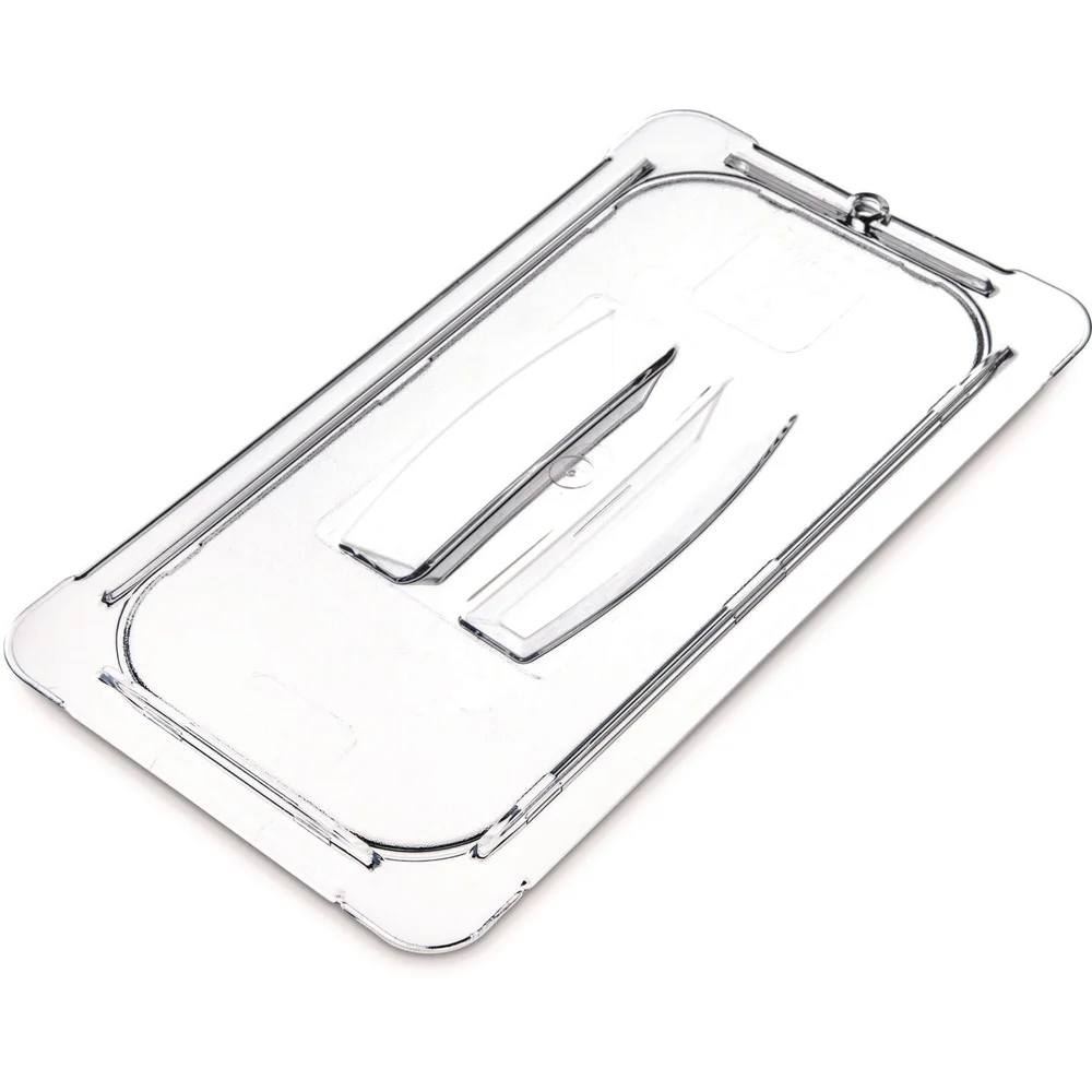 Carlisle 10270U07 7 in. x 12.5 in. x 0.88 in. StorPlus Polycarbonate Handled Universal Plastic Lid - Clear