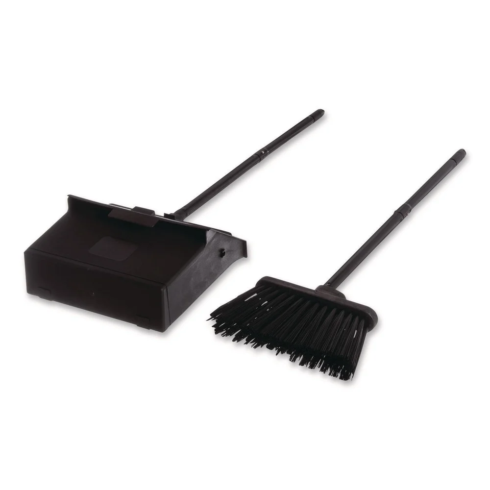 Carlisle 11.8w x 36h Duo-Pan Upright Dust Pan and Broom with 24.5 in. Handle - Black