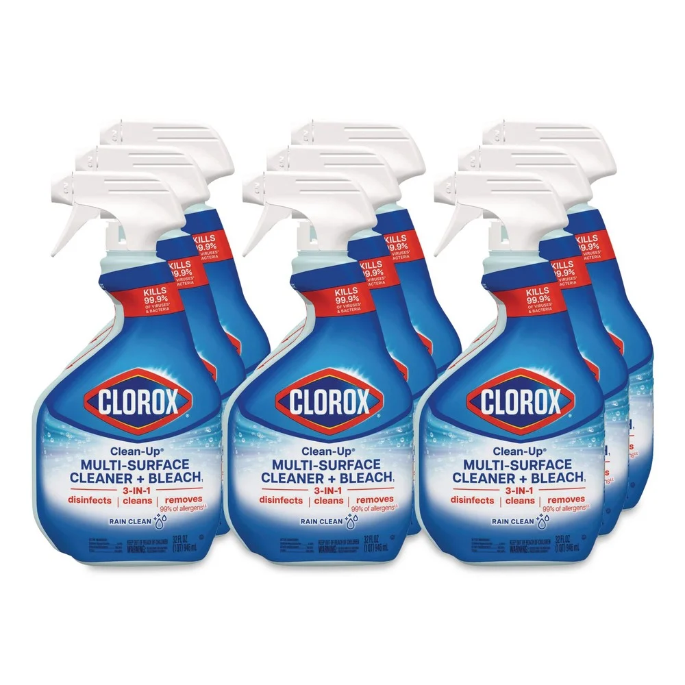 Clorox 32 oz. Spray Bottle Clean-Up Multi-Surface Cleaner with Bleach - Rain Clean Scent (9/Carton)