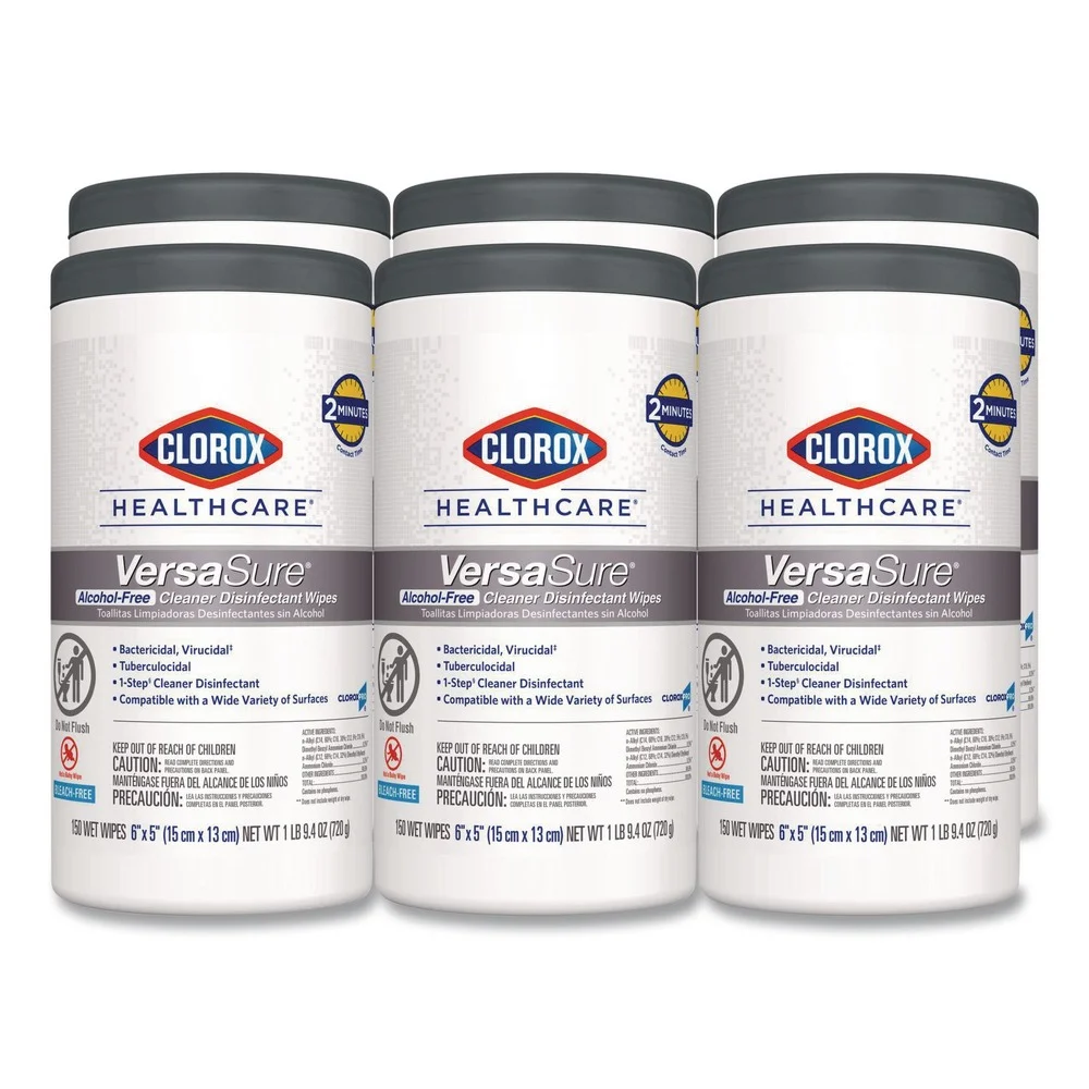 Clorox Healthcare VersaSure 6.75 in. x 8 in. 1-Ply Cleaner Disinfectant Wipes - White Fragranced (6/Carton)