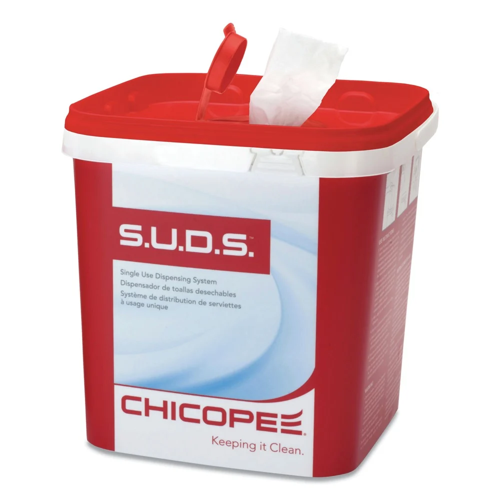 Chicopee 7.5 in. x 7.5 in. x 8 in. S.U.D.S Bucket with Lid - Red/White (6/Carton)