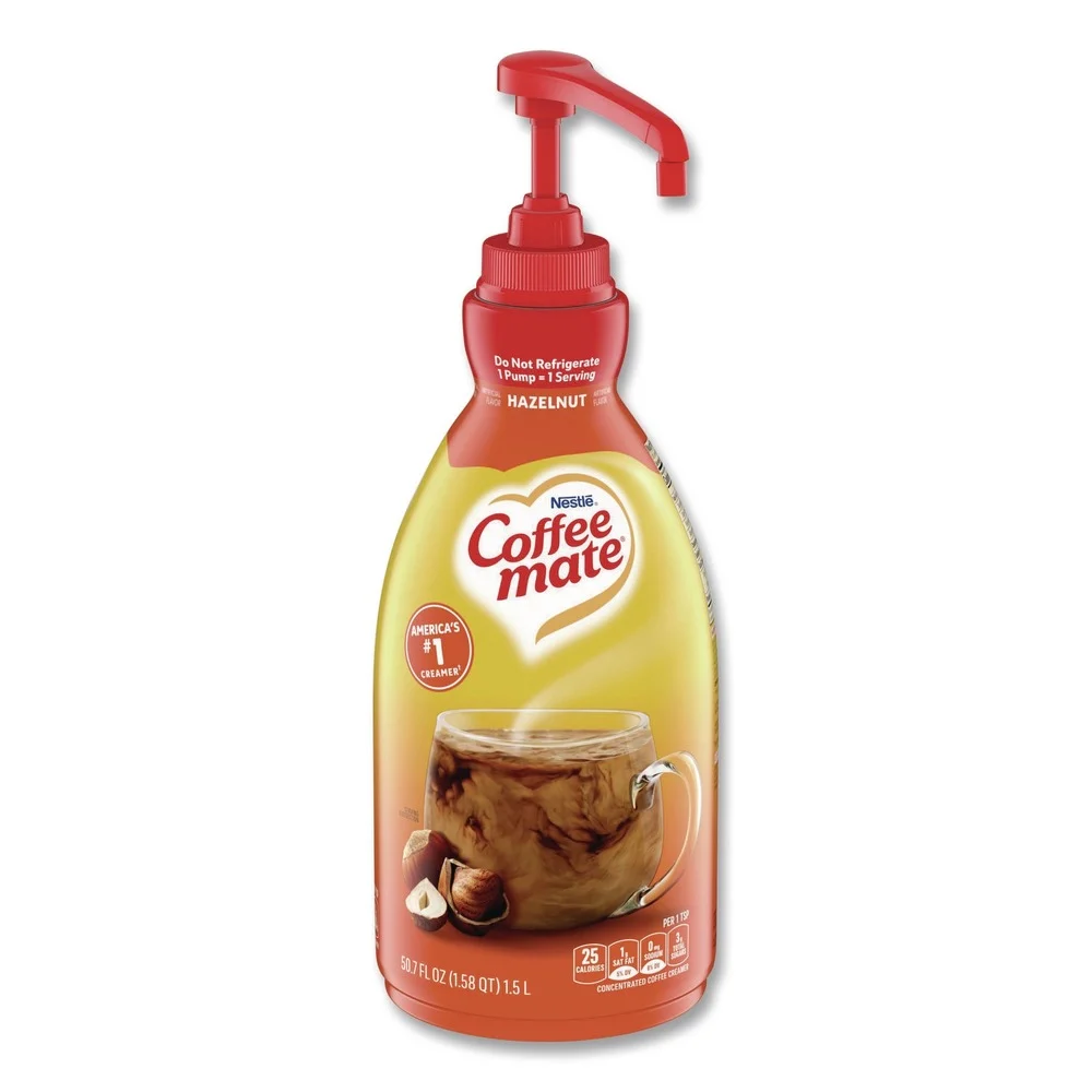 Coffee-Mate 1500 mL Pump Bottle Hazelnut Liquid Coffee Creamer