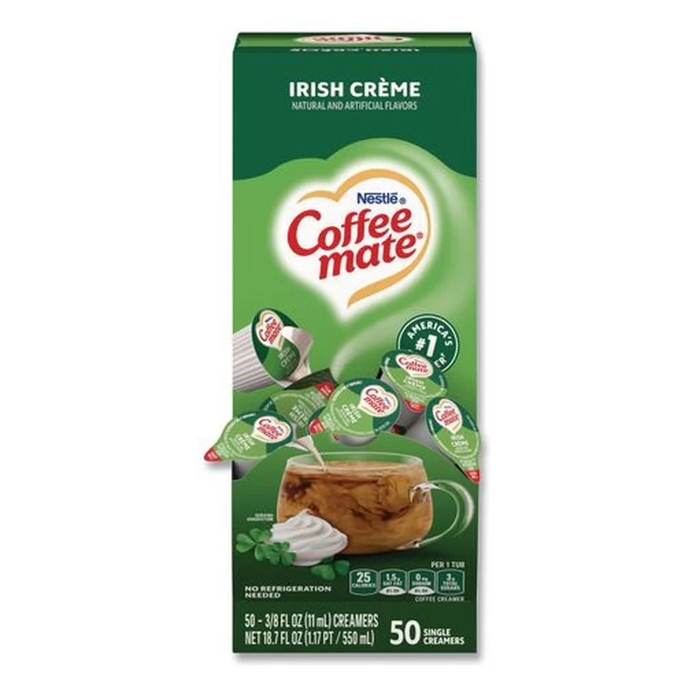 Coffee-Mate 11002803 0.38 oz Mini Cups Liquid Coffee Creamer - Irish Cream (50/Box)