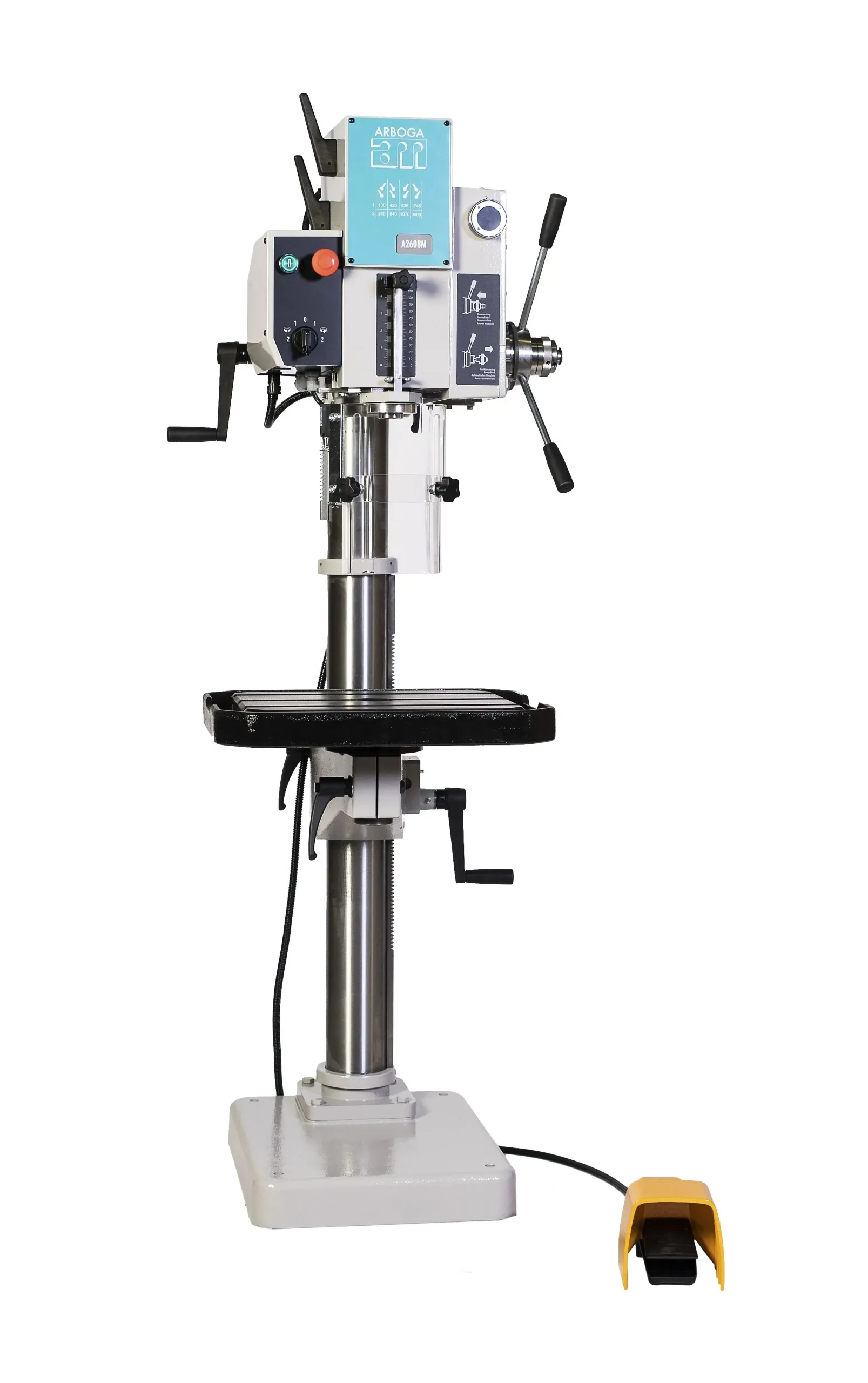 20" Gear Head Drill Press with Foot Reversing Switch & Power Feed (230V 3 Phase)
