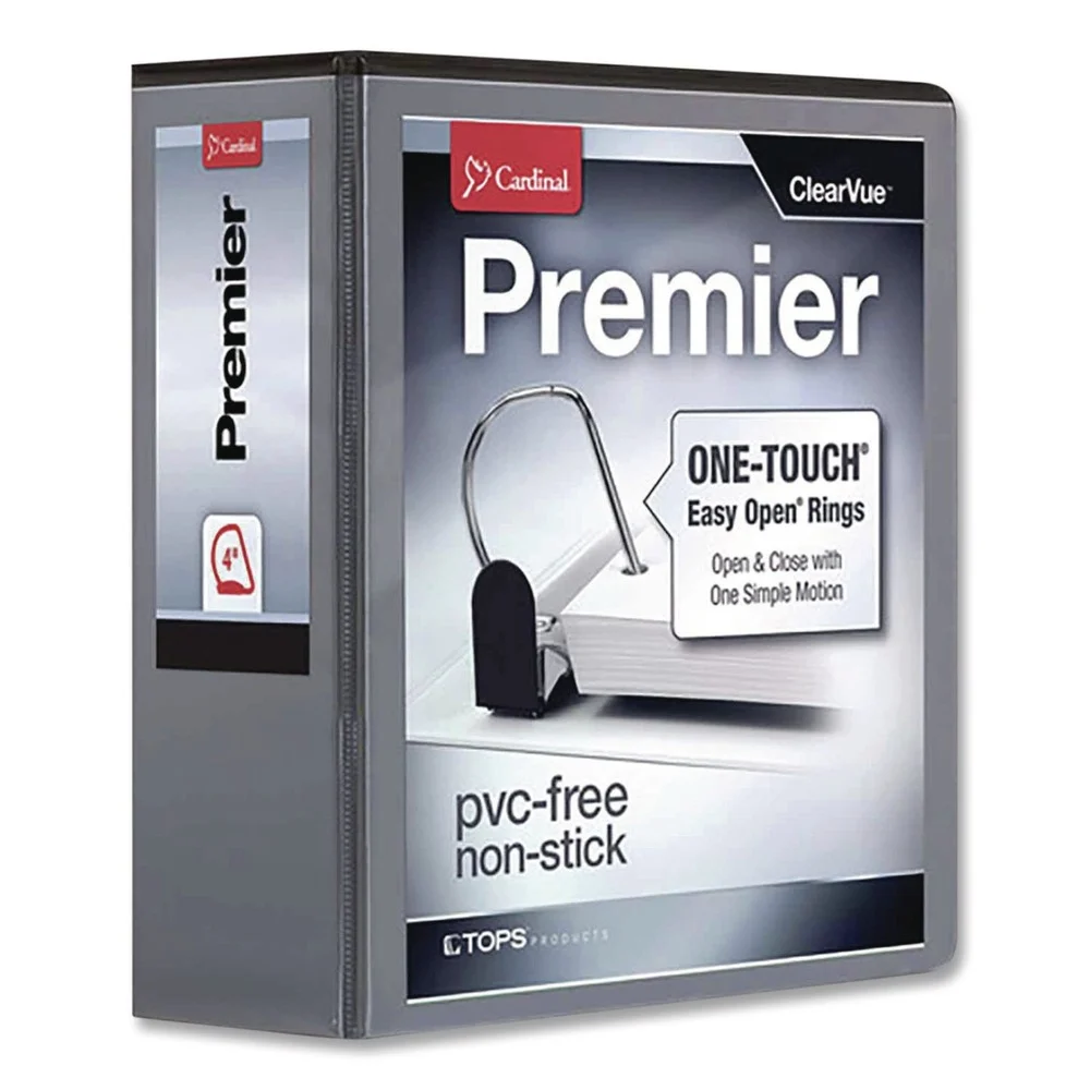 Cardinal 4 in. Capacity 11 x 8.5 Premier Easy Open ClearVue Locking Slant-D Ring Binder - Black