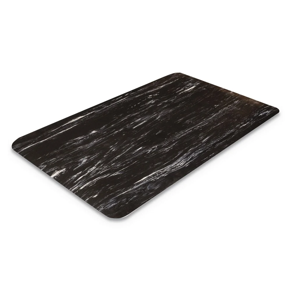 Crown 36 in. x 60 in. Cushion-Step Marbleized Rubber Surface Mat - Black
