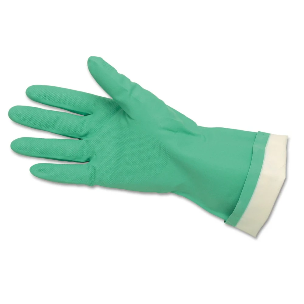 MCR Safety Flock-Lined Nitrile Gloves - One Size Green (1-Dozen)