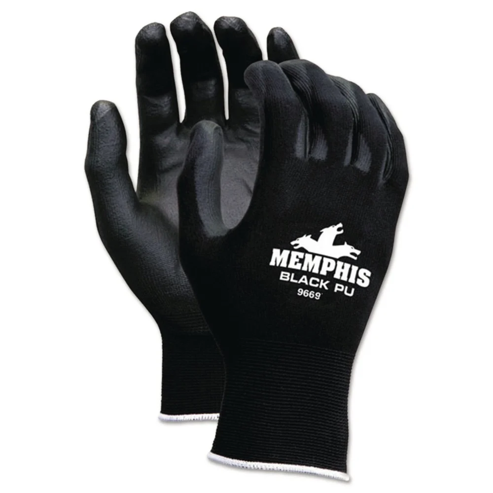 MCR Safety Economy PU Coated Work Gloves - Medium/Black (1-Dozen)