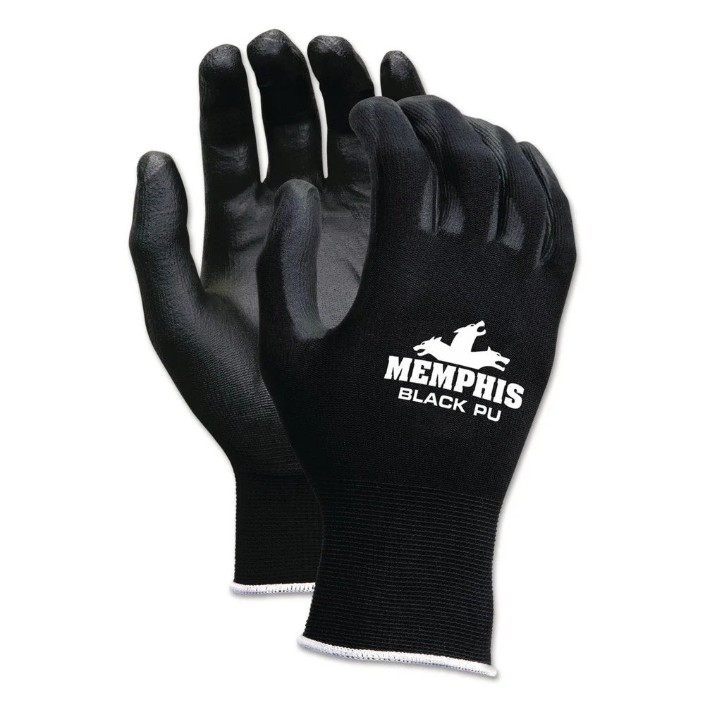 MCR Safety Economy PU Coated Work Gloves - Small/Black (1-Dozen)