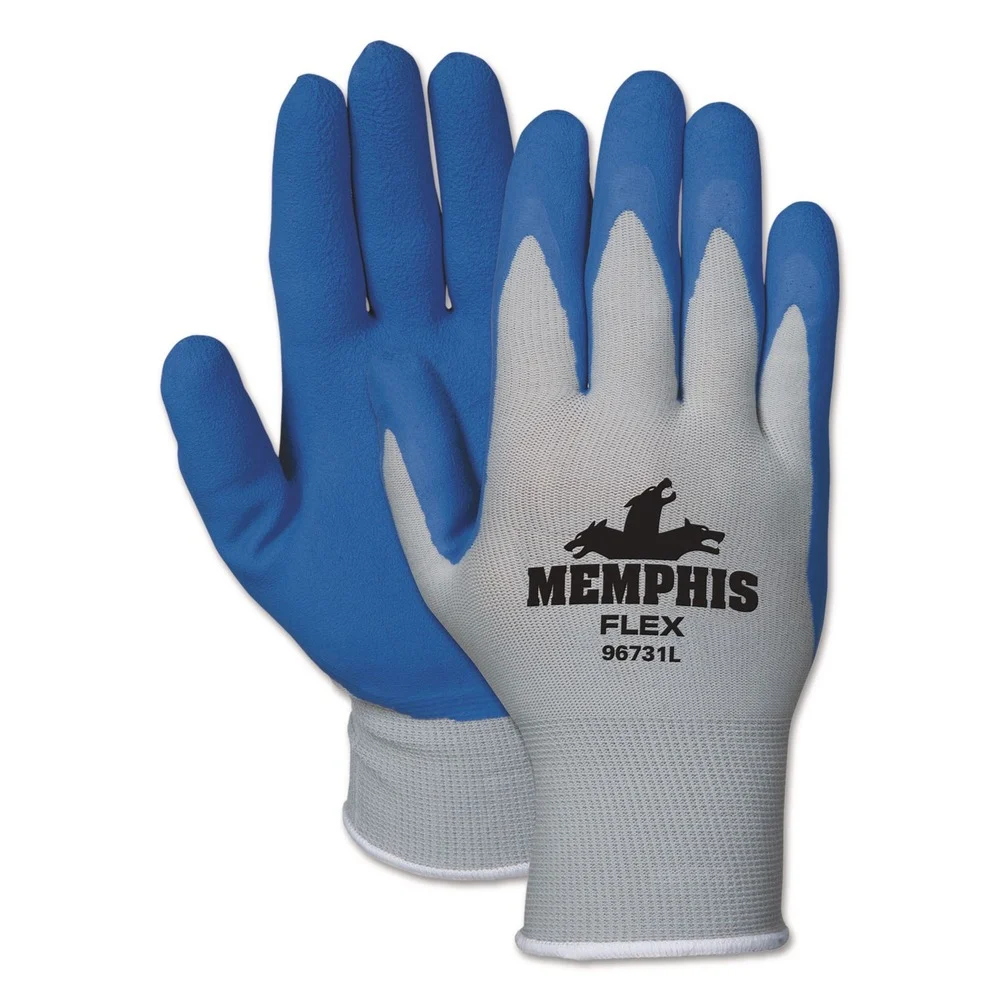 MCR Safety Memphis Flex Seamless Nylon Knit Gloves - Small, Blue/Gray (1-Dozen)