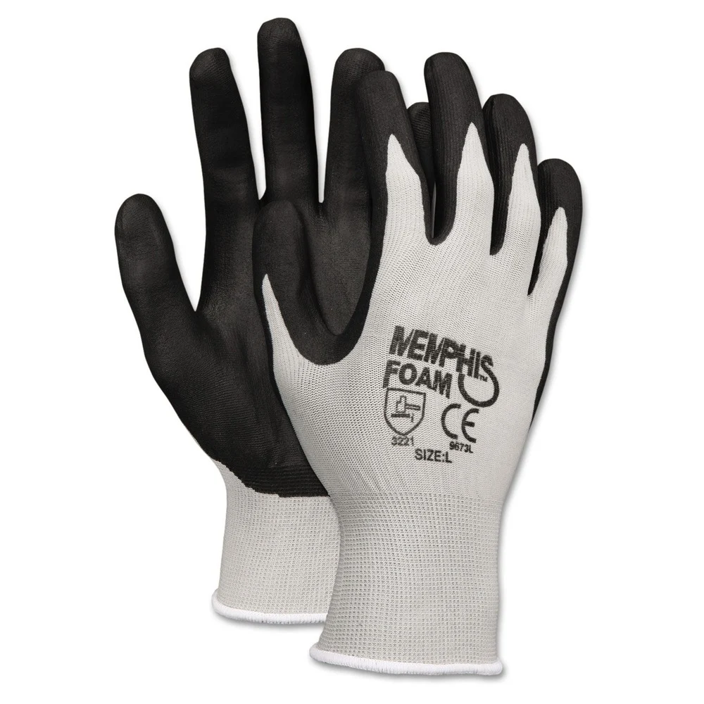 MCR Safety Economy Foam Nitrile Gloves - Medium Gray/Black (1 Dozen)