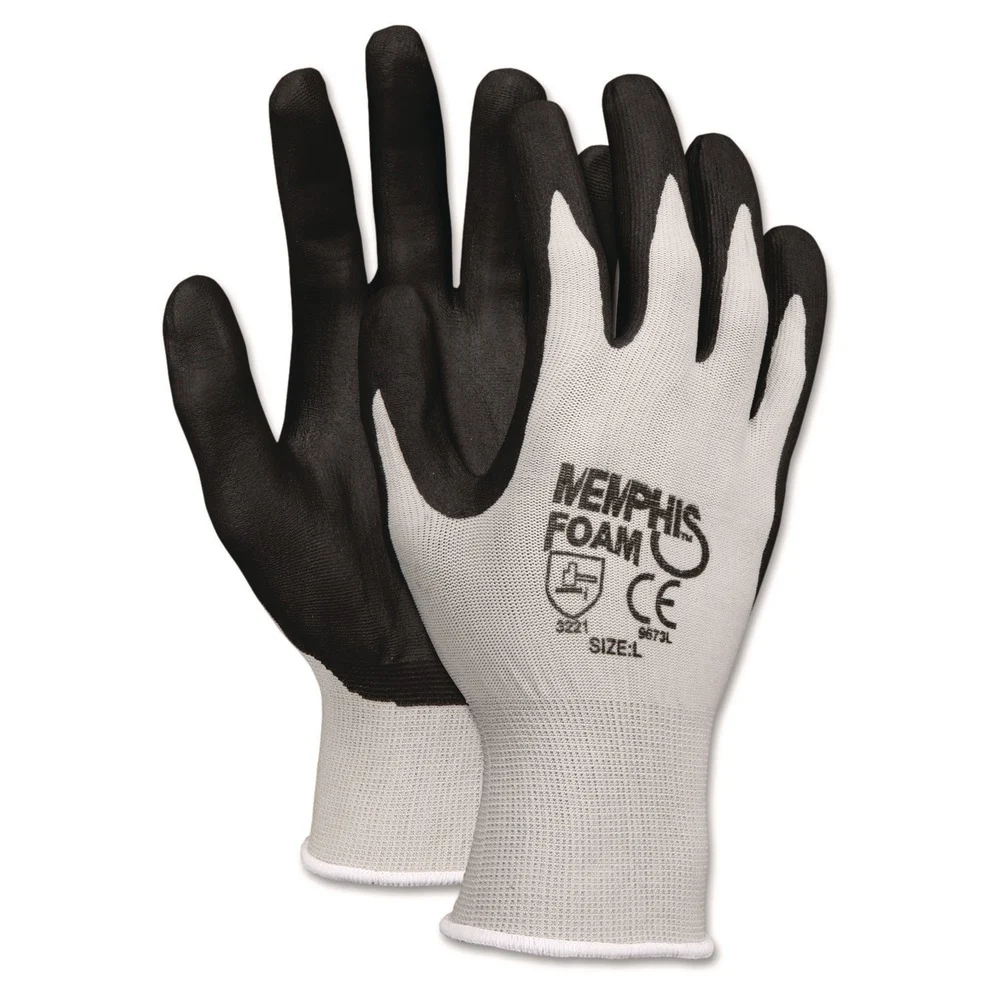 MCR Safety Economy Foam Nitrile Gloves - Small Gray/Black (1-Dozen)