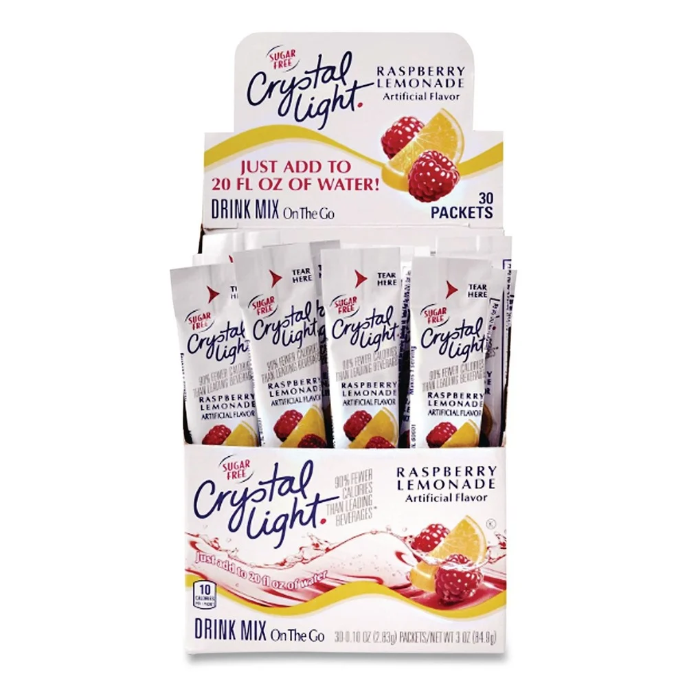 Crystal Light GEN00015 0.16 oz. Packets On the Go Drink Mix - Raspberry Lemonade (30/Box)