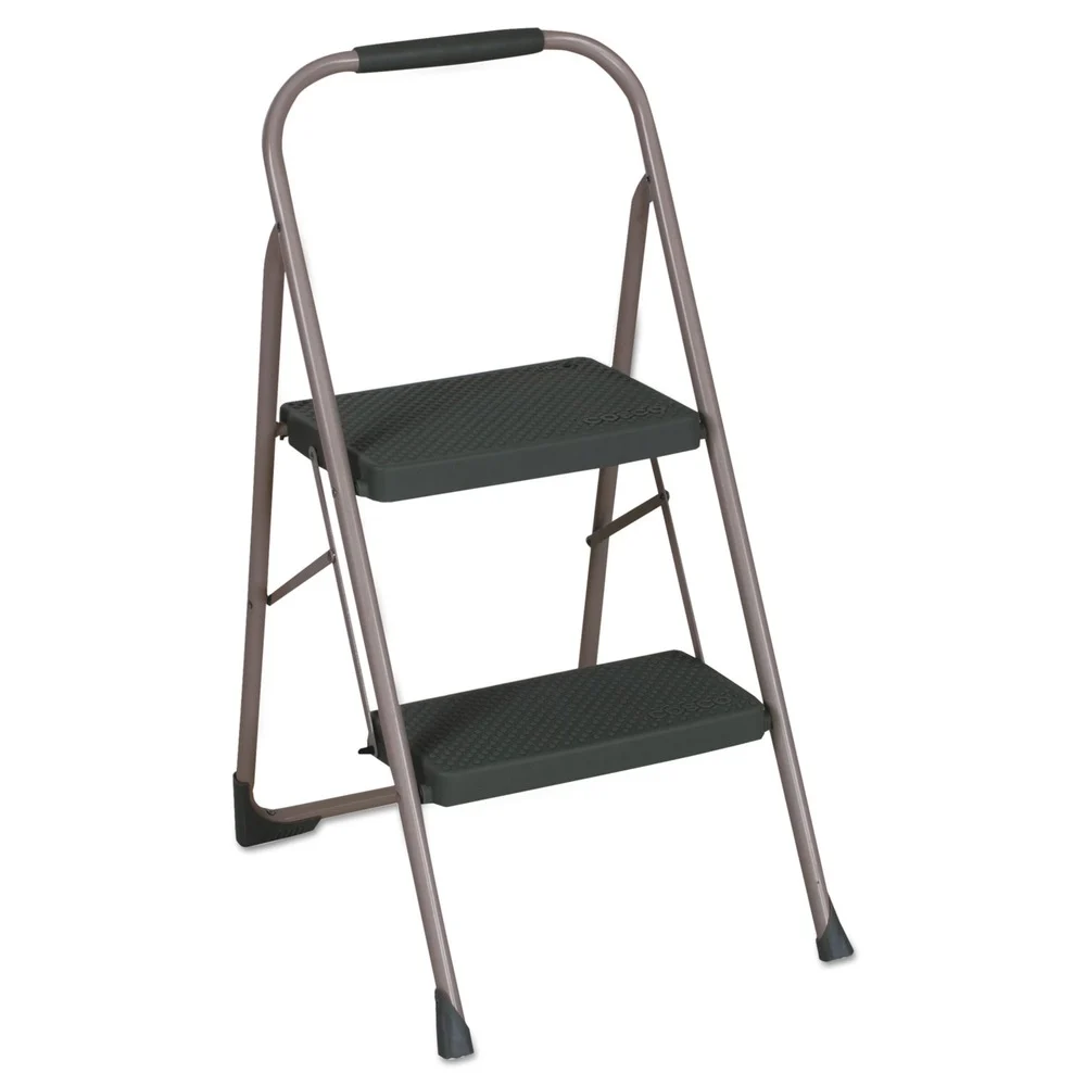 Cosco 20.5 in. Working Height 22 in. Spread 200 lbs. Capacity 2-Step Big Step Folding Stool - Black/Gray