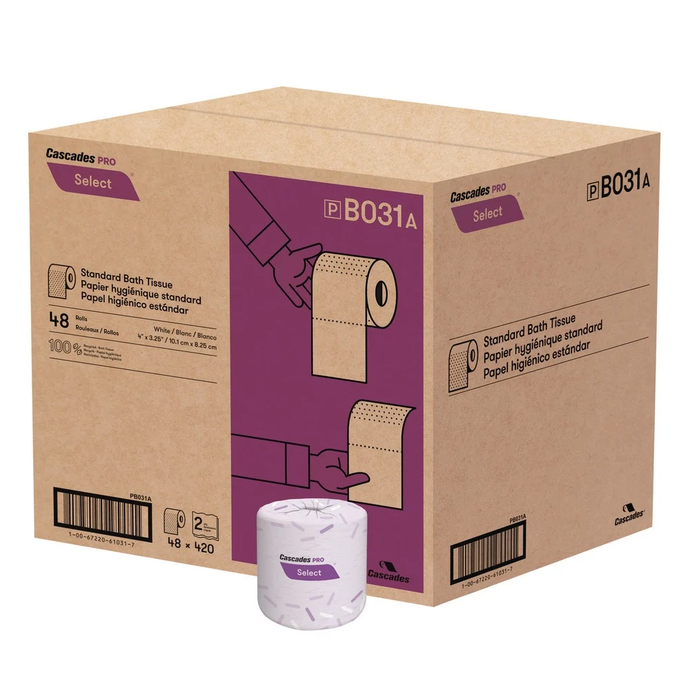 Cascades PRO 4 in. x 3.25 in. 2-Ply Select Standard Bath Tissue - White (48/Carton)