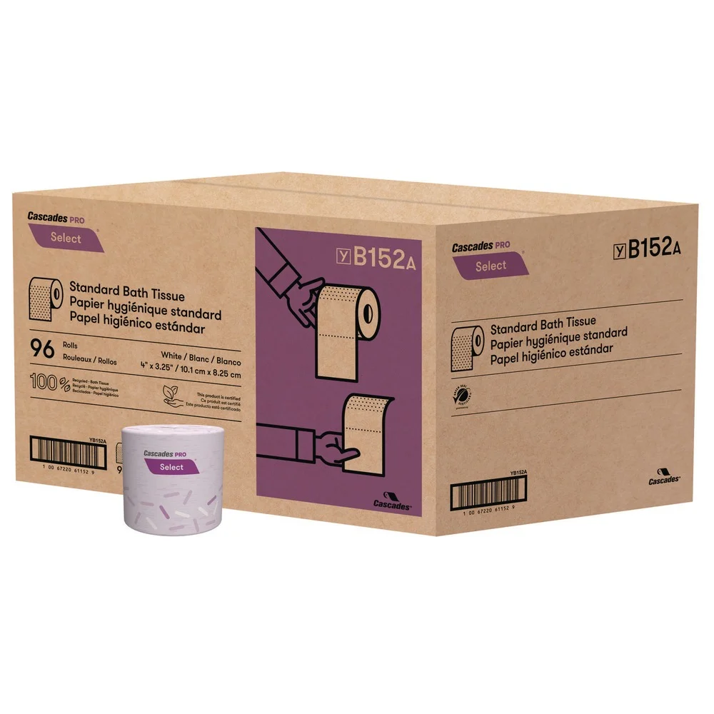 Cascades PRO 1-Ply Septic Safe Select Standard Bath Tissue - White (96 Rolls/Carton)