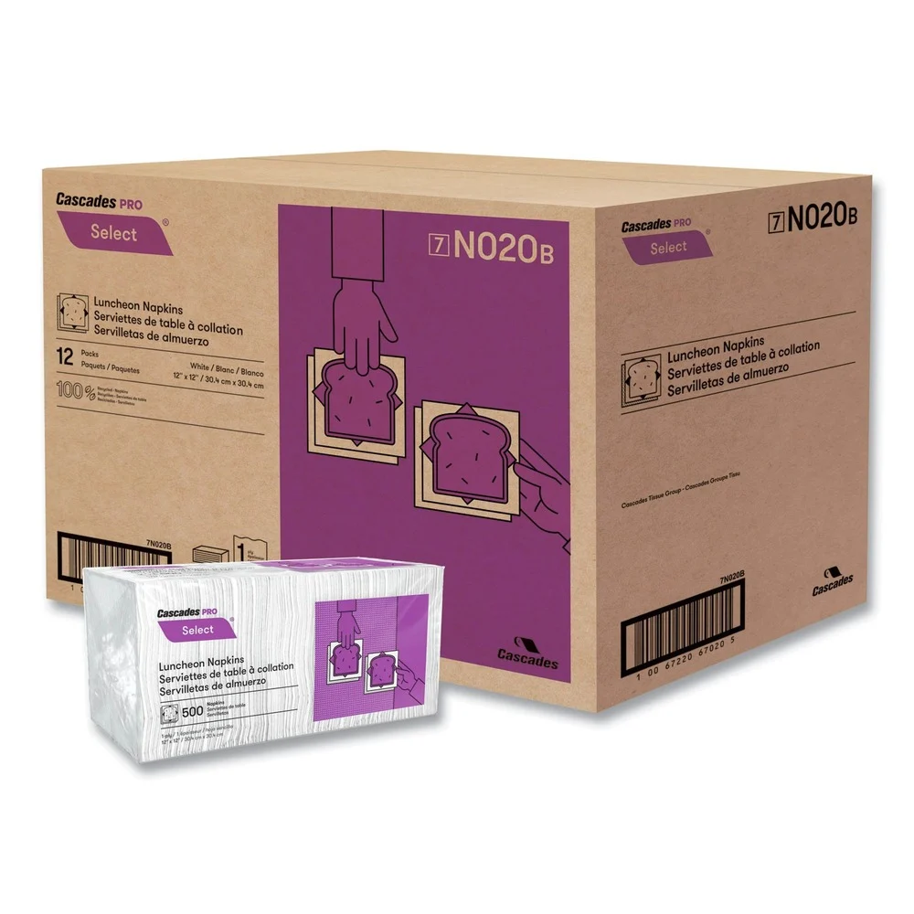 Cascades PRO 12 in. x 12 in. 1 Ply Select Luncheon Napkins - White (6000/Carton)