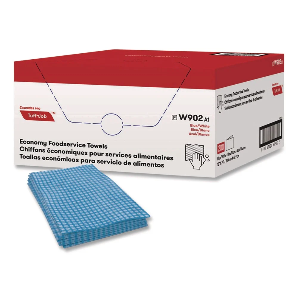Cascades PRO 12 in. x 24 in. Tuff-Job Foodservice Towels - Blue/White (200/Carton)