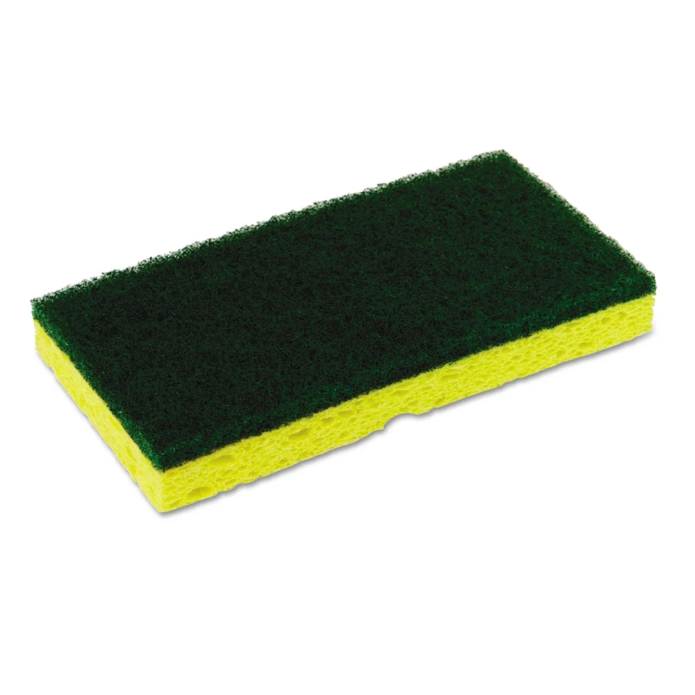 Continental 3.38 in. x 6.25 in. Medium-Duty Sponge N' Scrubber - Yellow/Green (20/Carton)