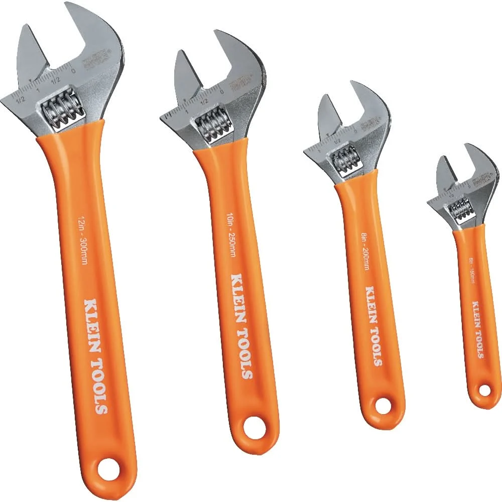 Klein Tools D5074 Extra-Capacity Adjustable Wrenches, 4-Piece Set