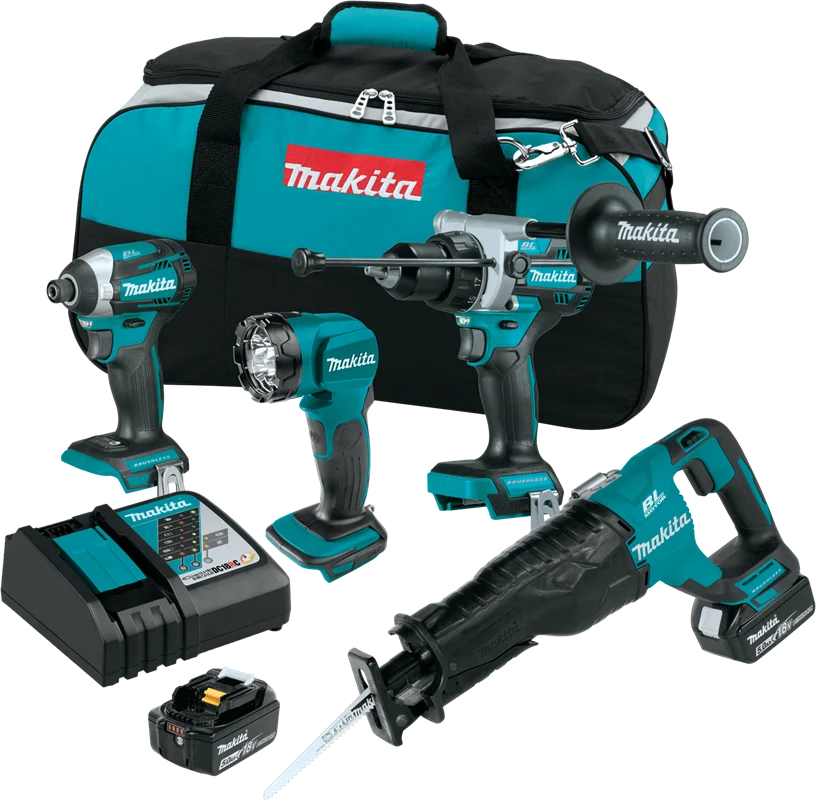 18V LXT? Lithium-Ion Brushless Cordless 4-Pc. Combo Kit (5.0Ah), Variable 2-speed, XT453T