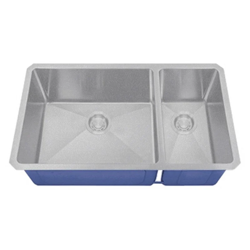 Dakota Sinks DSM-7030 Signature M-Series 32 x 10 Inch Micro Radius 70/30 Offset Double Bowl Undermount Kitchen Sink with Bottom Grid