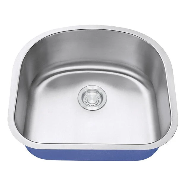 Dakota Sinks DSR-2321 Signature R-Series 23 1/4 Inch Standard Radius D-Single Bowl Undermount Stainless Steel Kitchen Sink with Bottom Grid - Satin Brushed Nickel
