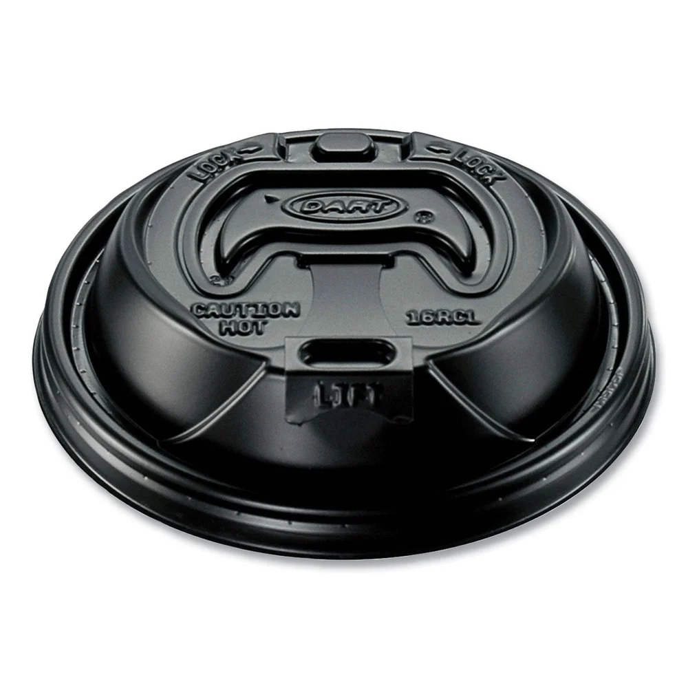 Dart 16RCLBLK Optima Reclosable Lid fits 12 - 24 oz. Hot Cups - Black (1000/Carton)