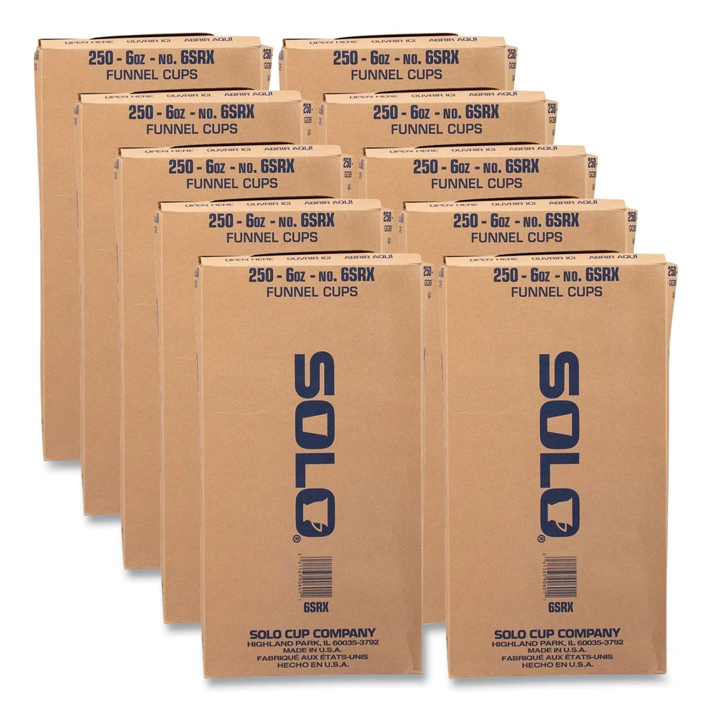 SOLO 6 oz. Bare Eco-Forward Treated Paper Funnel Cups - White (2500/Carton)