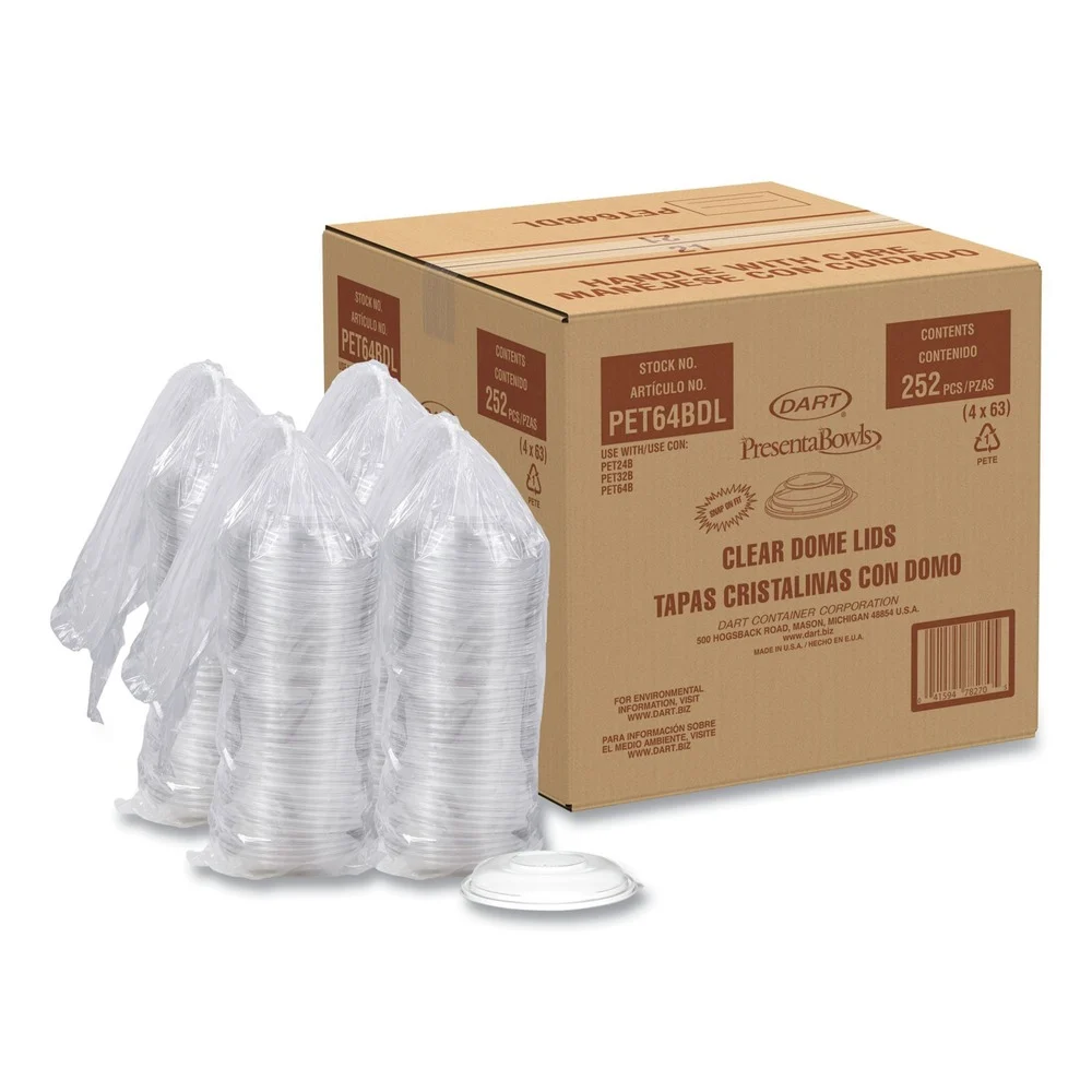 Dart PET64BDL PresentaBowls 7.2 in. PET Dome Lid (252/Carton)